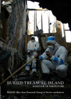 cover, with two figures wearing hazmat suits in an outdoor industrial landscape